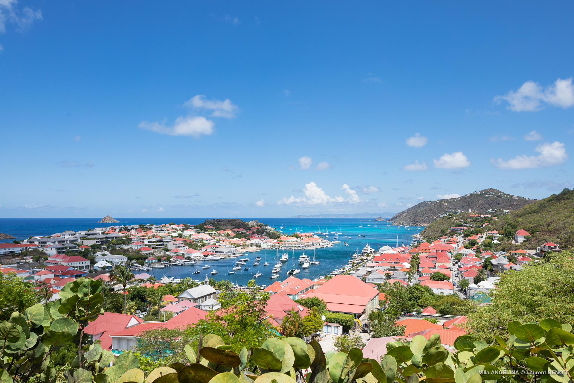 Harbour views from the outdoor space at Villa Angelina in St Barts
