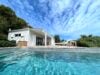 Private plunge pool with sun loungers on deck at hillside St Barts villa rental