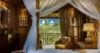 Bedroom in St Barts villa with canopy bed and balcony garden view