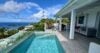 Private pool and covered terrace with ocean views at a St Barts vacation rental villa.
