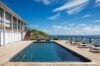 Heated pool overlooking turquoise Caribbean waters, private villa rental in St Barts with ocean view terrace