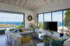Bright living room with sea views and contemporary décor inside luxury villa rental in St Barts.